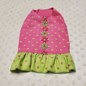 Pink and green dog dress.